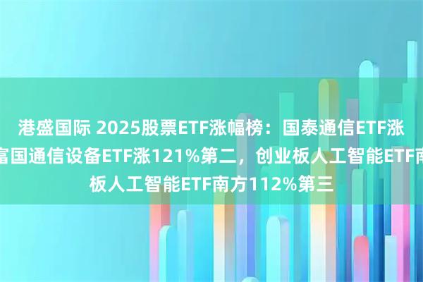 港盛国际 2025股票ETF涨幅榜：国泰通信ETF涨126%第一，富国通信设备ETF涨121%第二，创业板人工智能ETF南方112%第三